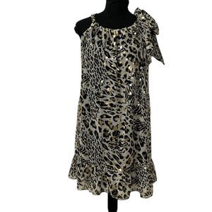 BCBG Generation leopard cheetah print babydoll dress(Size Large)